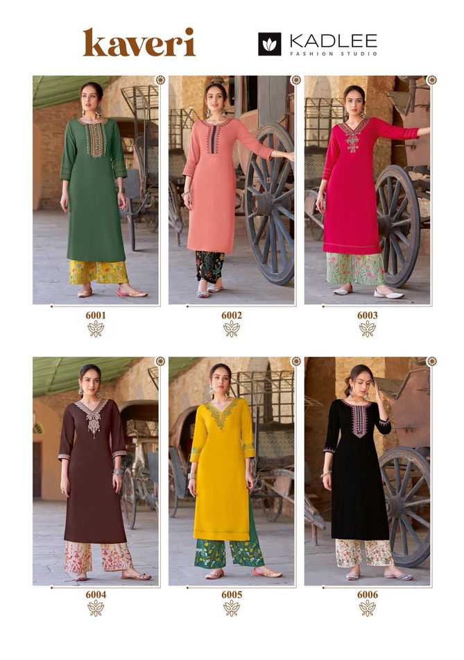 Kaveri By Kadlee Heavy Rayon Embroidery Kurti With Bottom Wholesale Market In Surat
